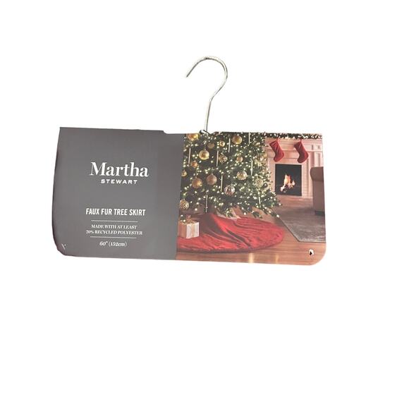 Martha Stewart Faux Fur Christmas Tree Skirt 60in Holiday Red New - Picture 9 of 11